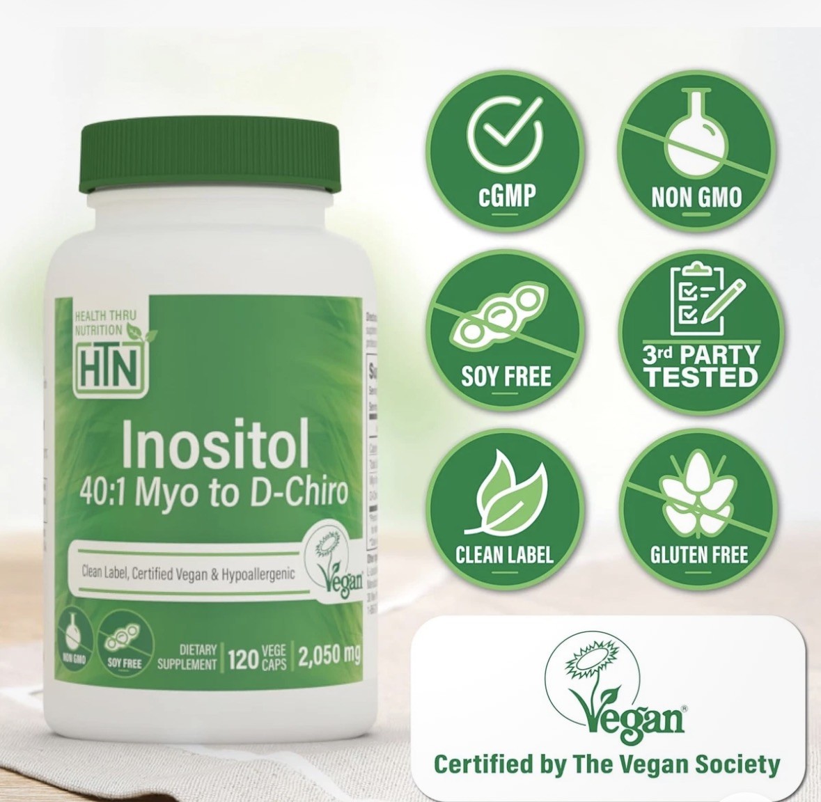 Inositol Supplement 40:1 Myo-Inositol to D-Chiro-Inositol Ratio PCOS WOMEN
