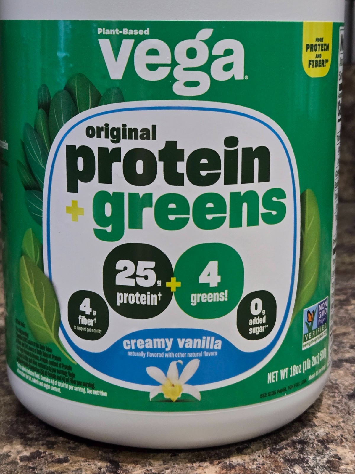 Vega Plant Based Protein + Greens Creamy Vanilla 18 oz ~ Best Before 6/2026