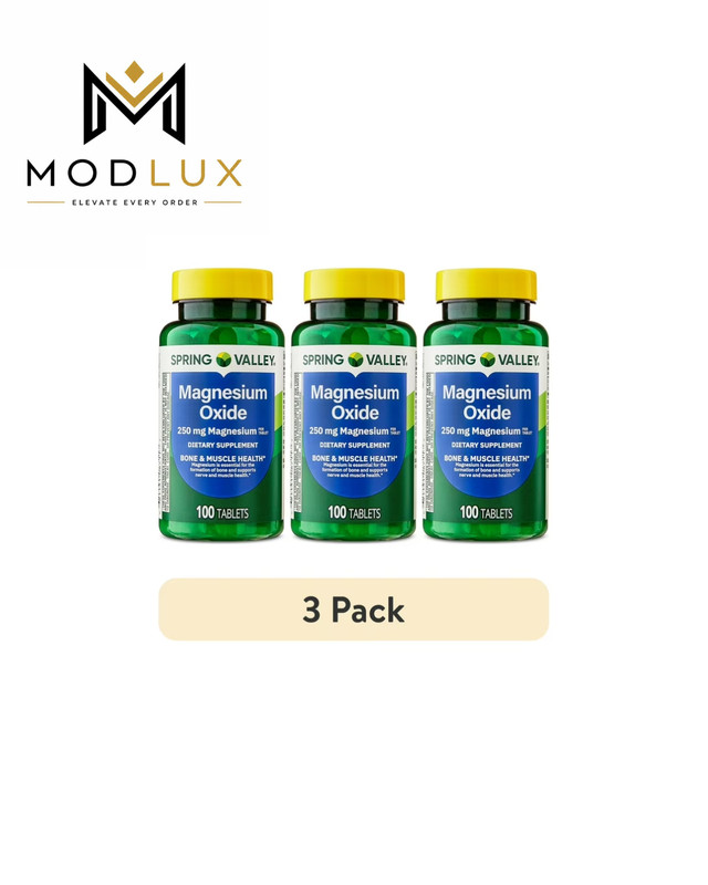 3 Pack Spring Valley Magnesium Bone & Muscle Health Tablets 250 mg, 100 Count