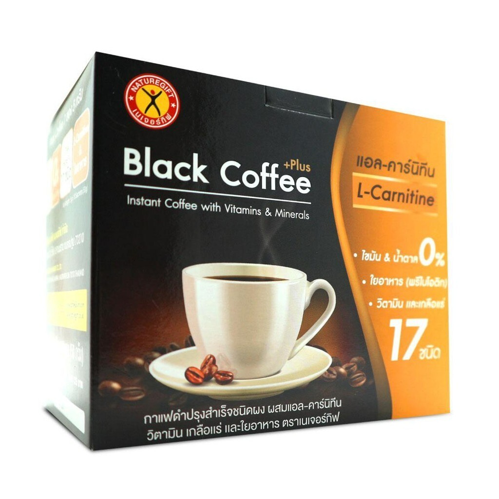 10X NatureGift Instant Black Coffee Plus Fiber L-Carnitine Vitamins Minerals DHL