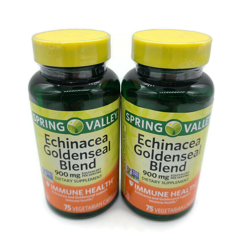 Spring Valley Echinacea Goldenseal Blend 900 mg 2 Pack 150 Capsules Total