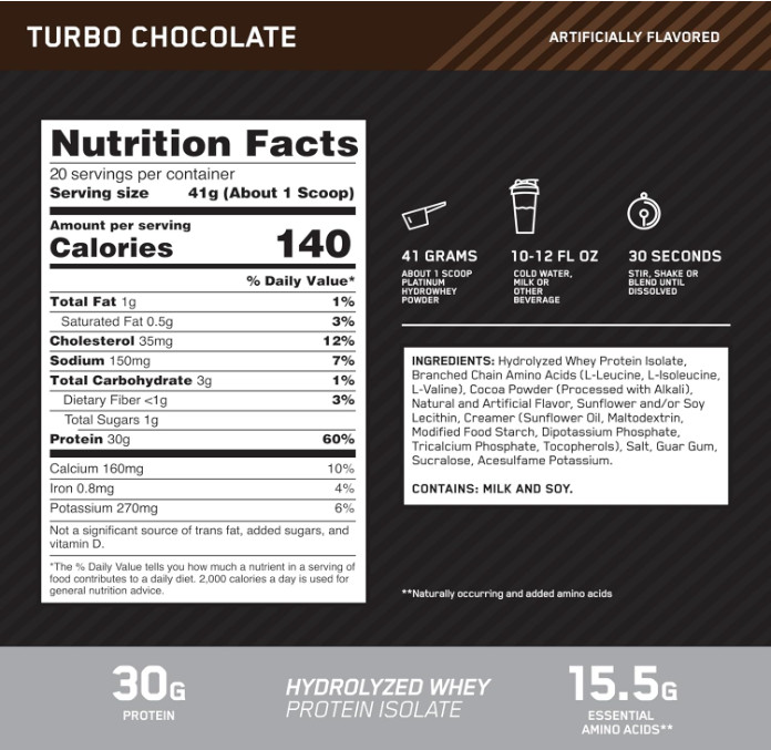 Optimum Nutrition Platinum Hydrowhey Protein Powder, Turbo Chocolate, 1.8 lb