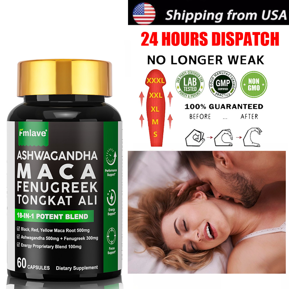 Maca Root Capsules, Ashwagandha Ginseng Fenugreek Support Desire Stamina 60 caps