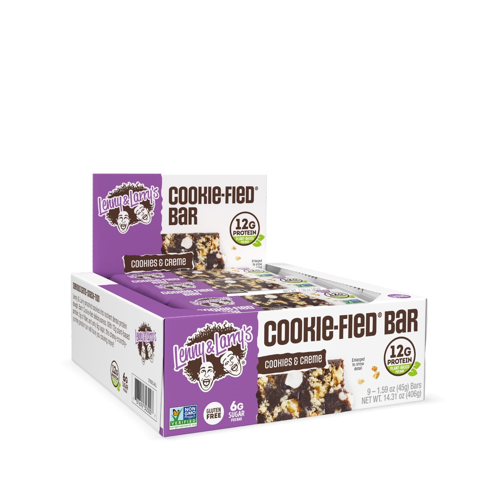 Lenny & Larry’s Cookie-fied Bar, Cookies & Creme, 45g – Plant-Based Protein B…