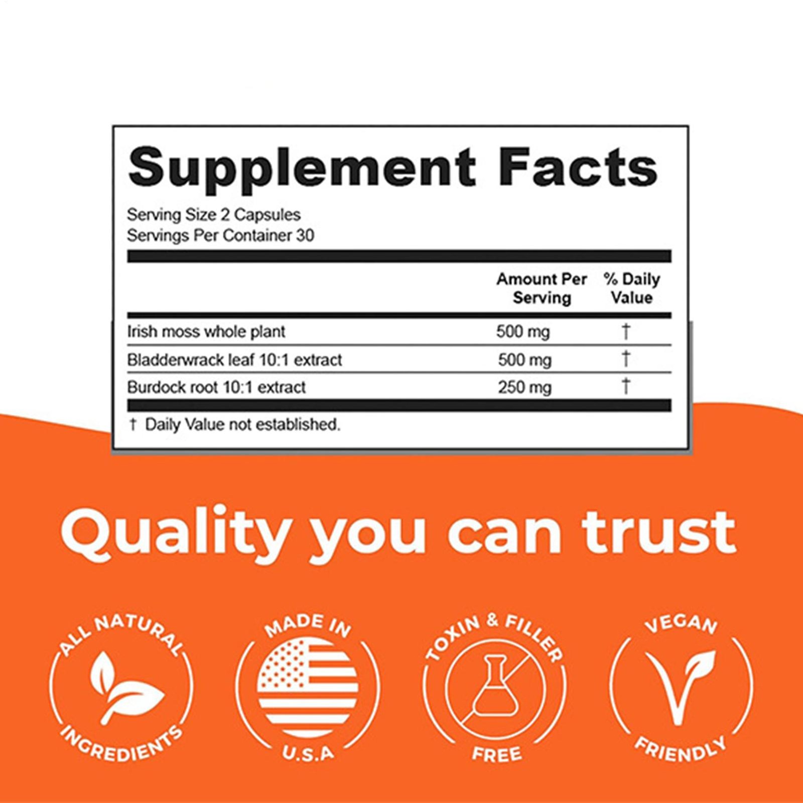 1250mg Sea Moss Advanced Superfood, Vegan – 60 Count, High-Potency