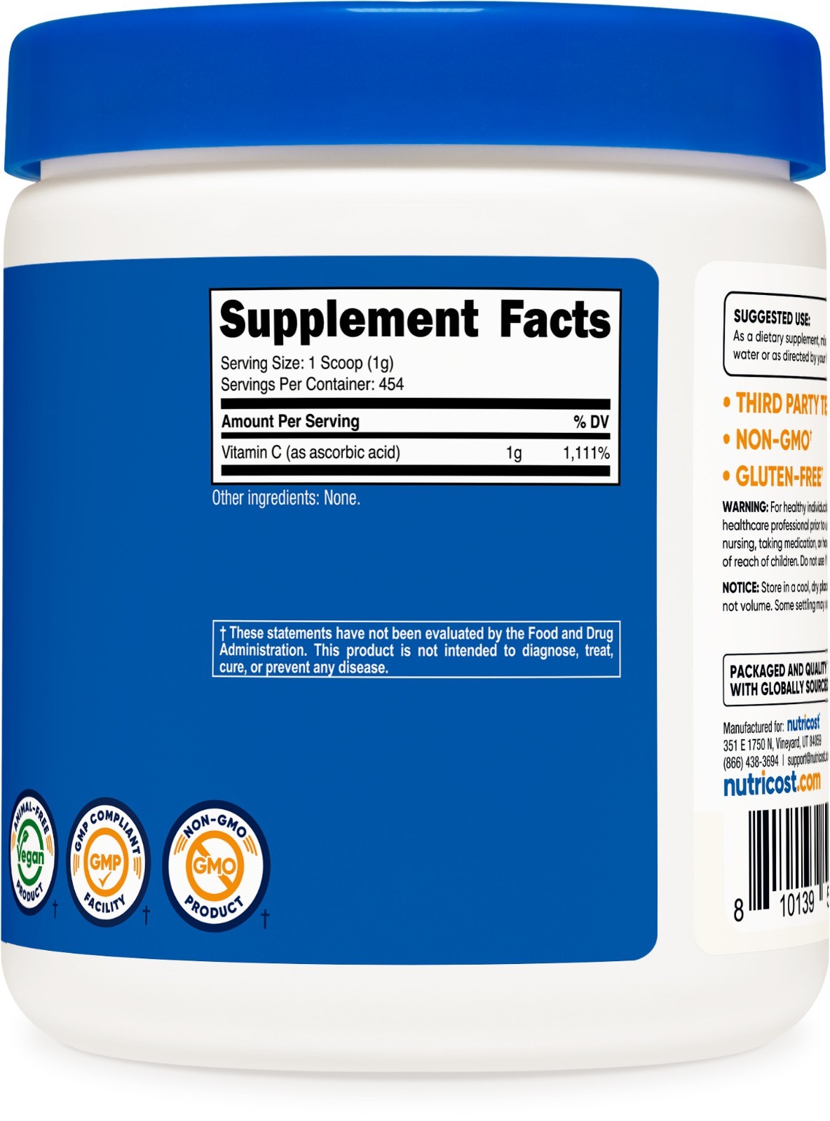 Nutricost Vitamin C Powder (1LB) – Pure Ascorbic Acid