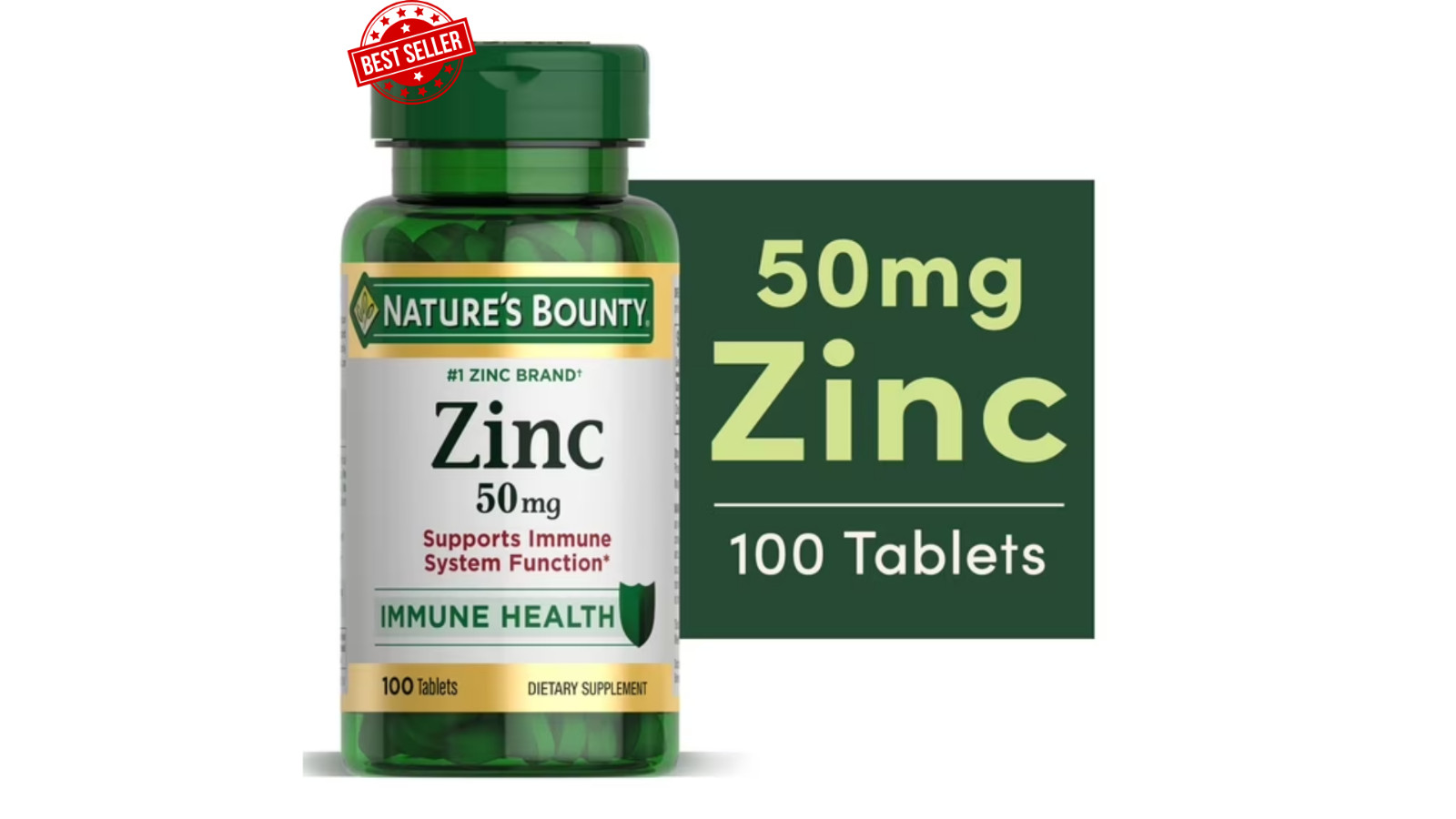 Nature’s Bounty Zinc Supports Immune Health 50mg 100 ct Caplets