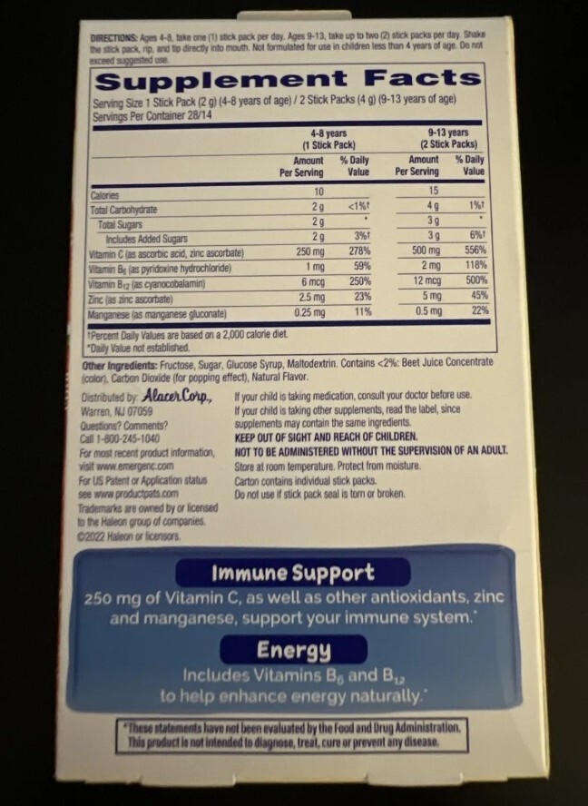 Emergen-C Kidz Crystals, On-The-Go Strawberry Immune Support Vitamin C 3/2025