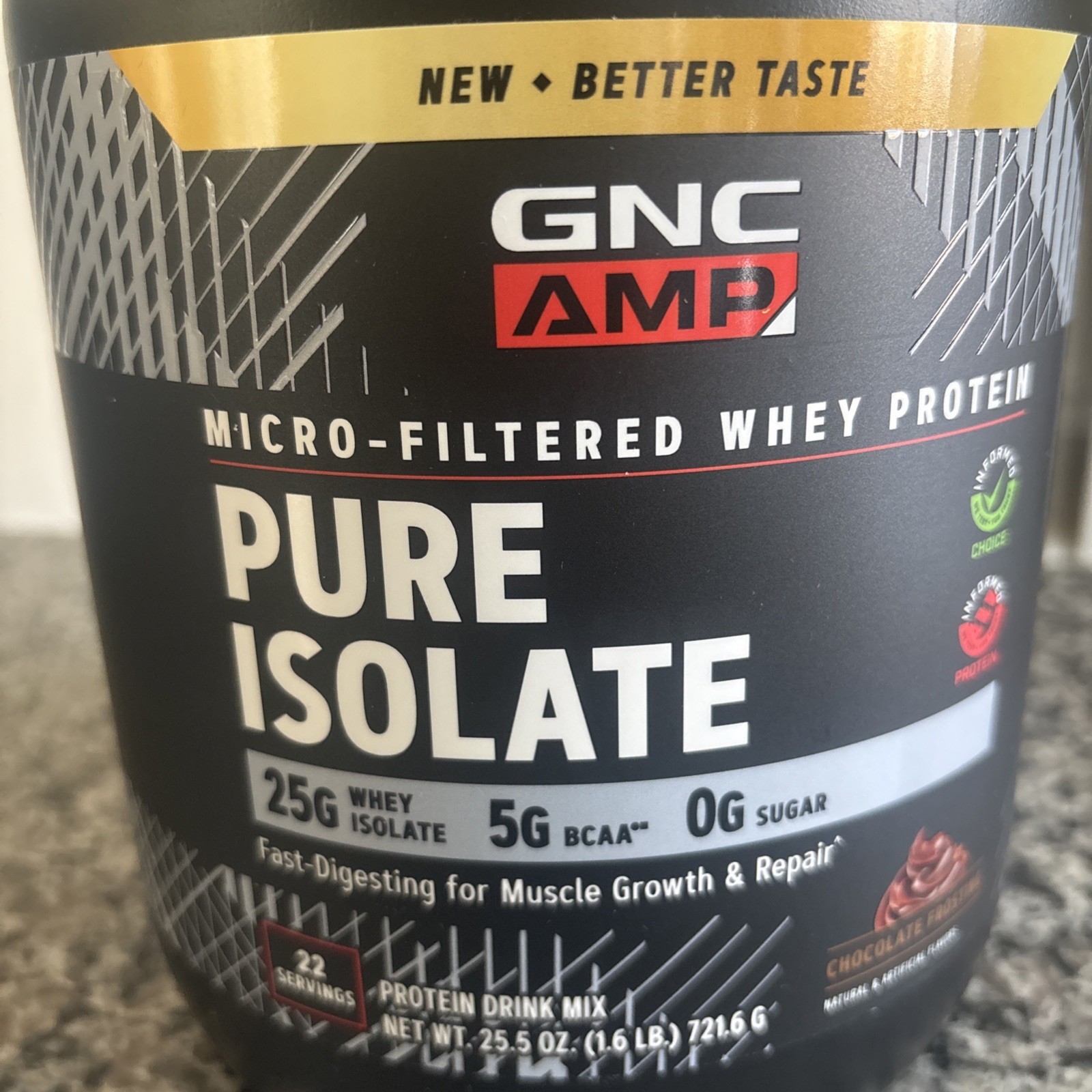 GNC AMP Pure Isolate Whey Protein chocolate Frosting Custard 22Servings