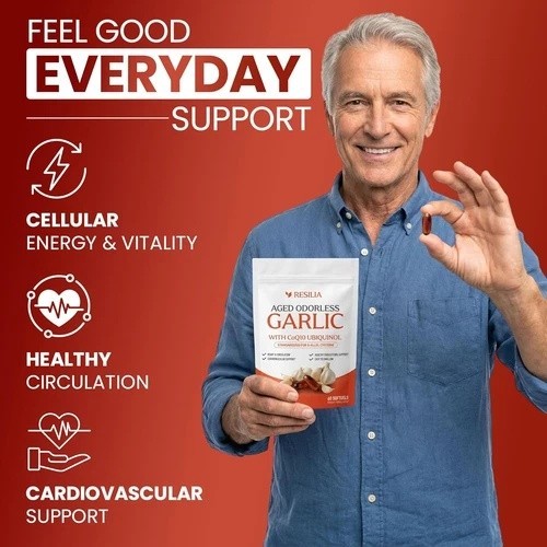 Resilia Garlic Extract 1200mg Softgels (60 Count) – Odorless Aged Garlic Extract