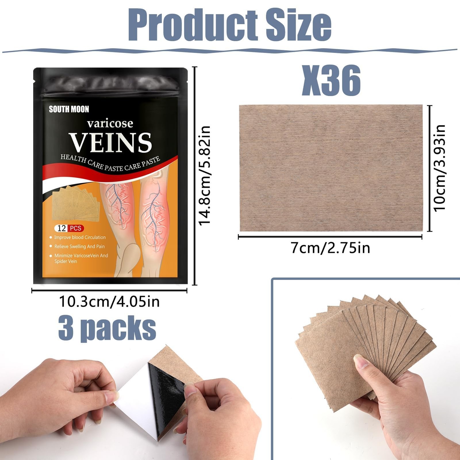 36PCS Varicose Veins Patch – Natural Relief Treatment for Legs, Spider