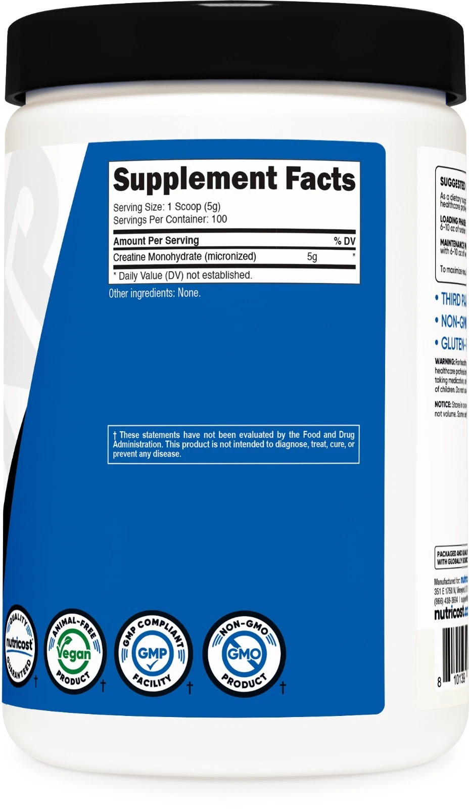 Nutricost Pure Creatine Monohydrate 500 Gram Powder
