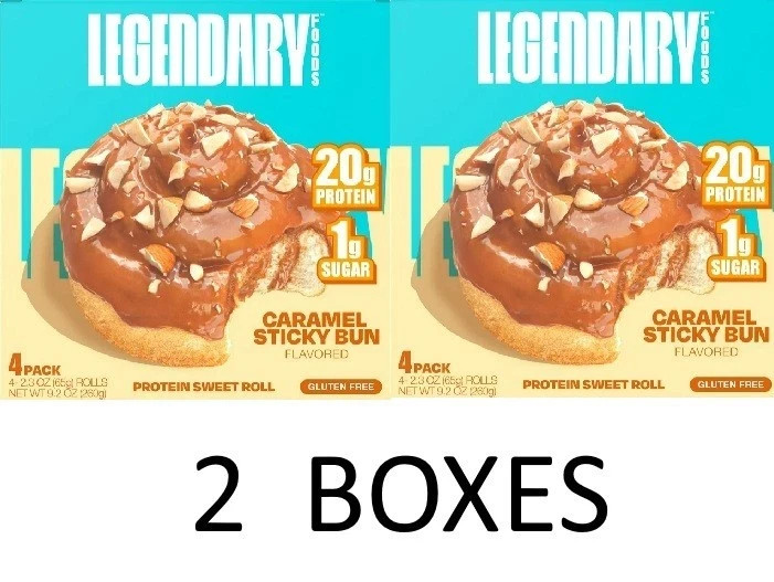Legendary Foods Protein Pastry Caramel Sticky Bun 4 Pastries in a box – 2 BOXES