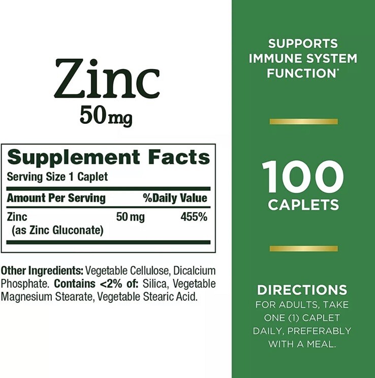 2x ZINC 50mg 200 Tablets (2×100), Vegetarian, Non-GMO, Immune Support NEW 2 Pack
