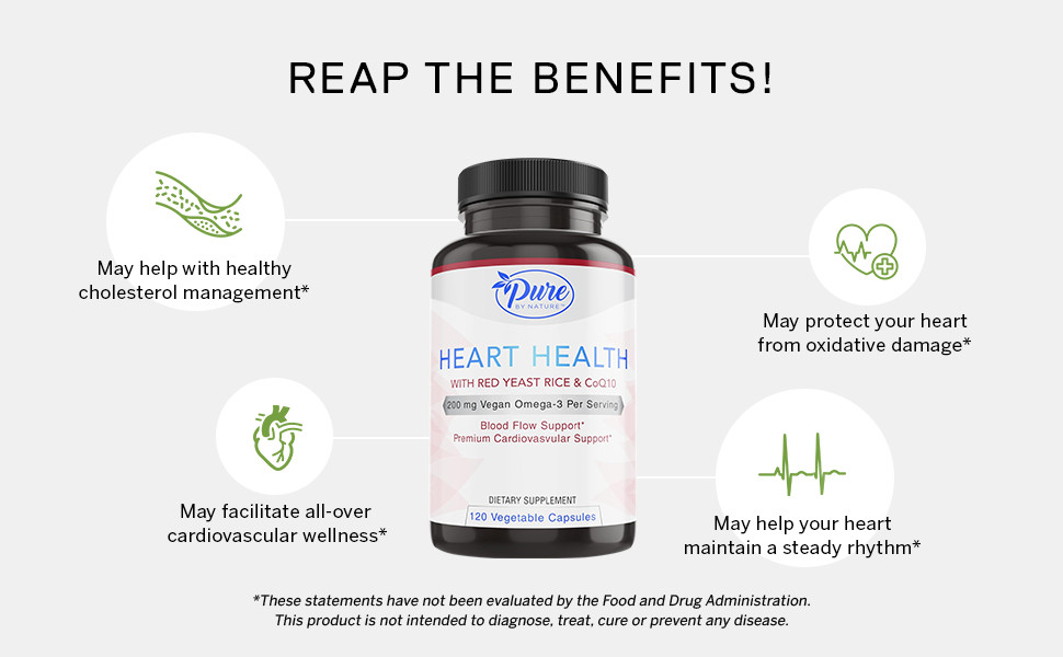 Pure By Nature Red Yeast Rice & CoQ10 Supplement, May Support Vascular Welfar…