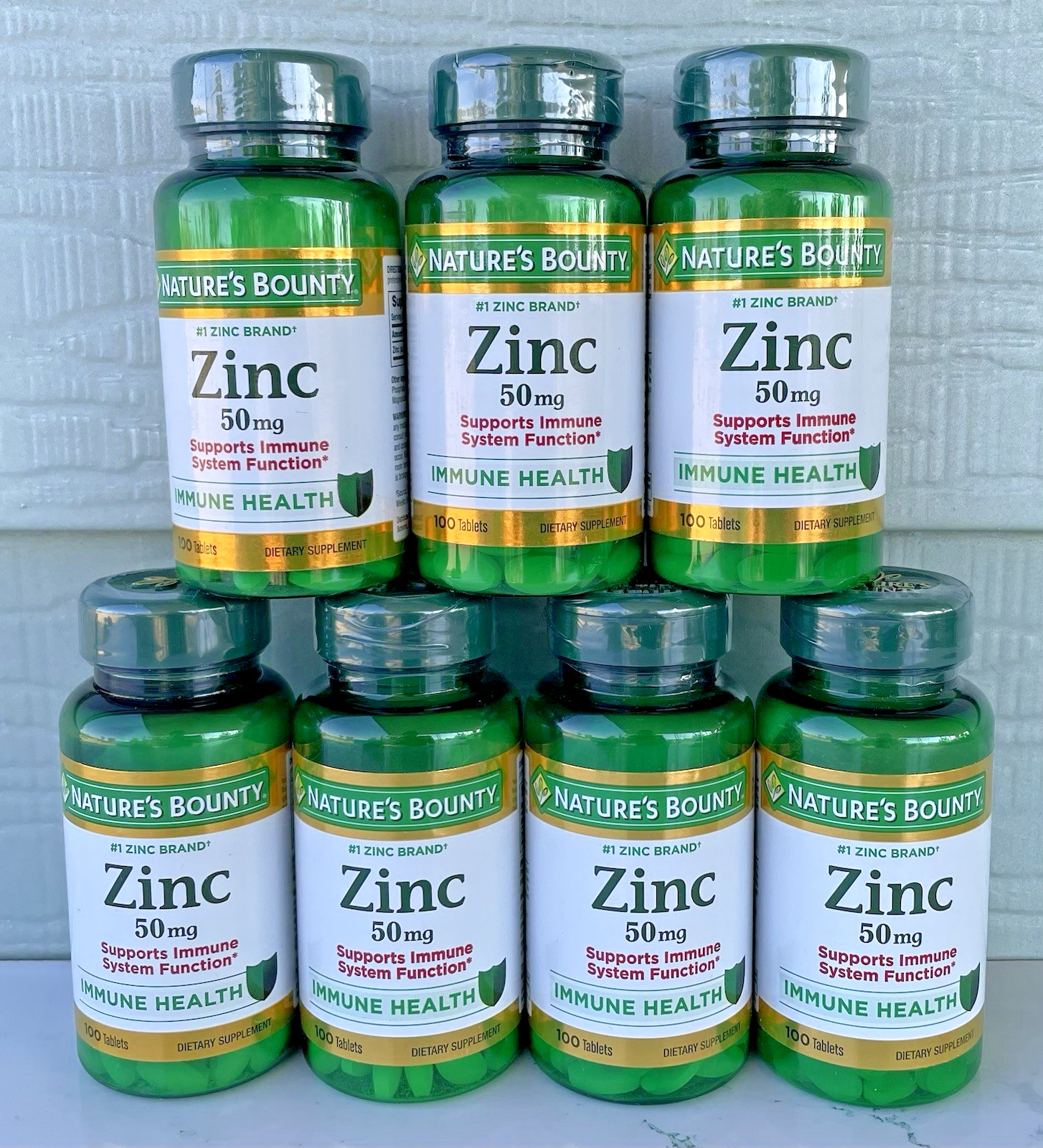 Lot of 7 Nature’s Bounty Zinc 50mg 100 tablets each Exp. 02/2026