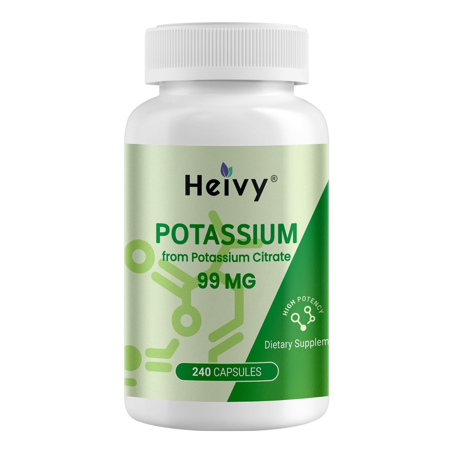 Heivy Potassium Citrate 99mg, 240 Capsules – Vegan, 240 Count (Pack of 1)