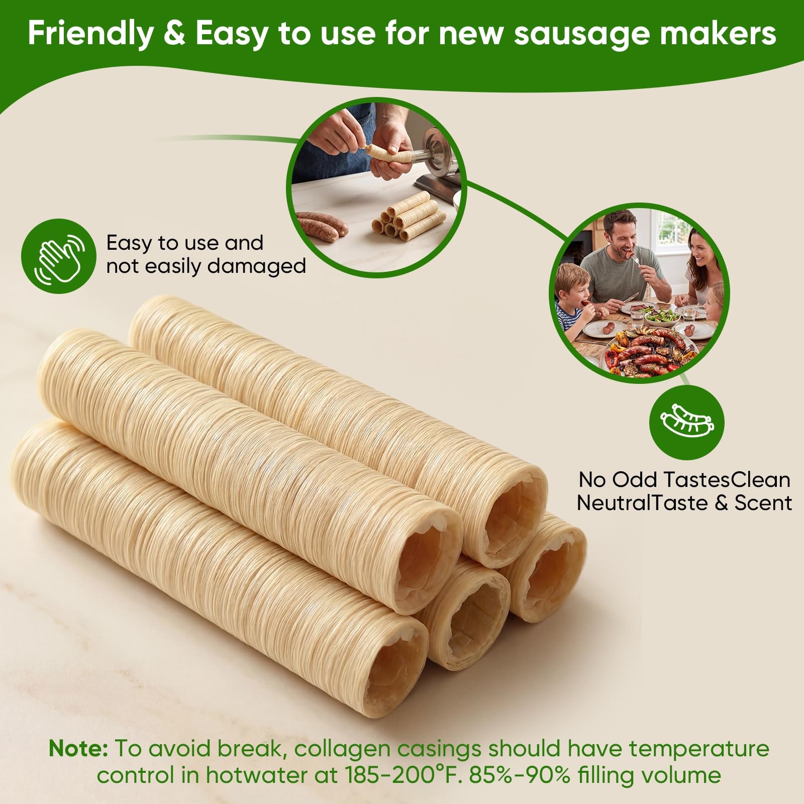 Edible Drying Smoked Collagen Sausage Casing 1 PCS 14m/46ft 20mm/ 3/4 Inch
