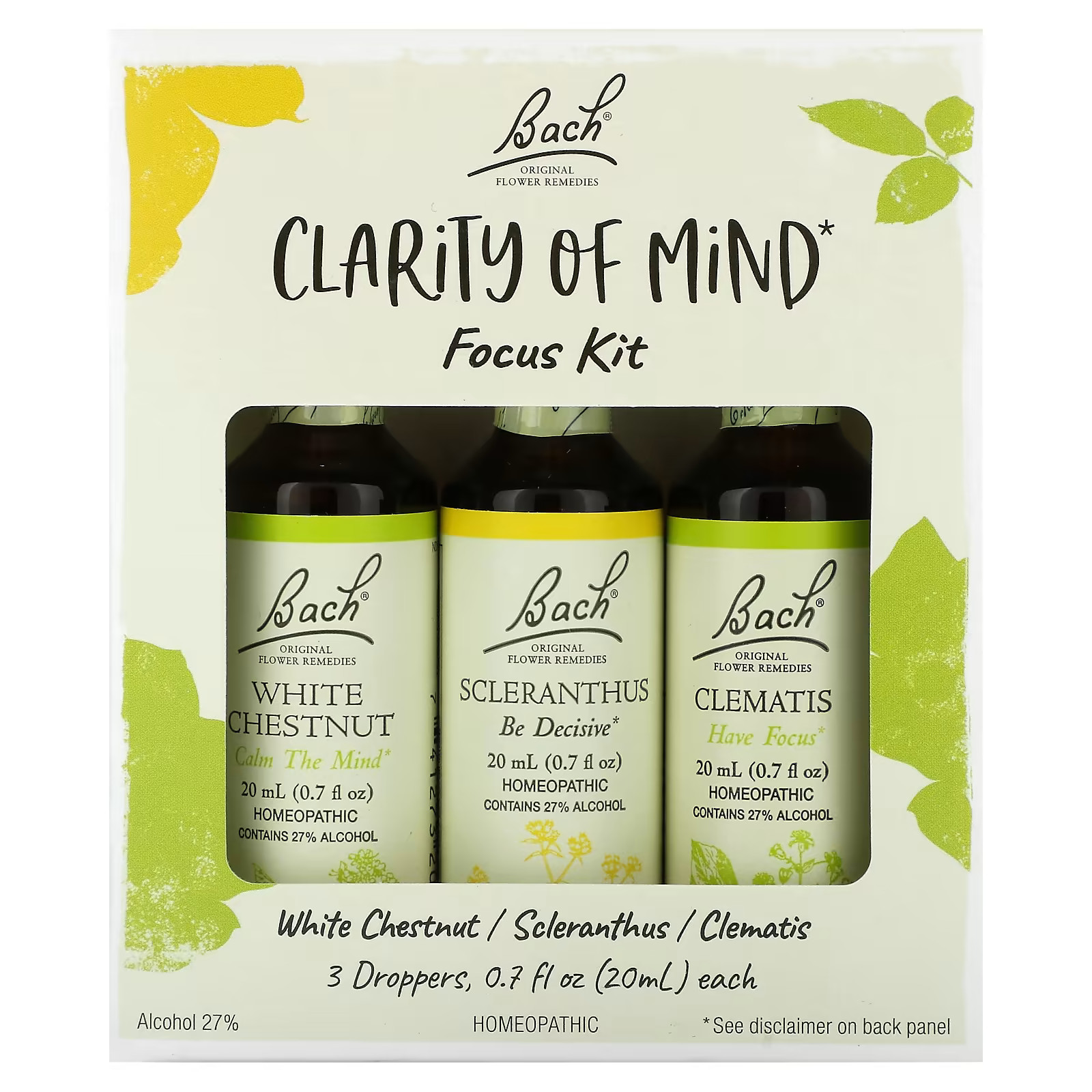 2 X Bach, Clarity of Mind Focus Kit, 3 Droppers, 0.7 fl oz (20 ml) Each