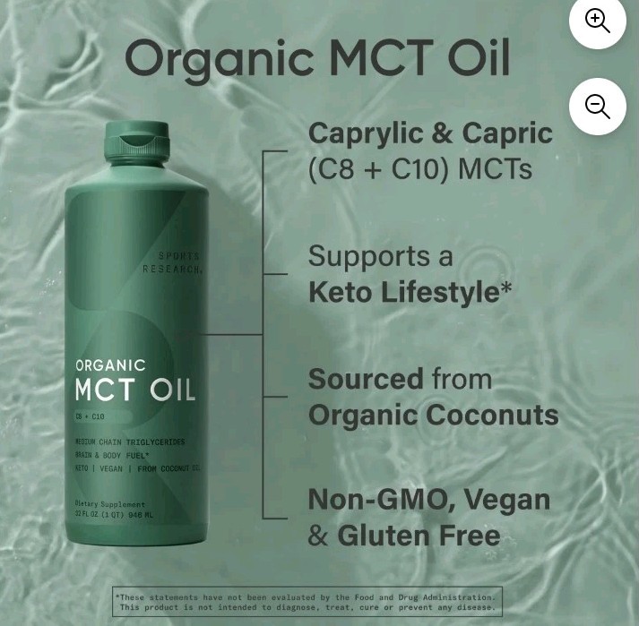 X2 – 32 Oz = 64 Oz MCT Oil Organic Coconuts C8 + C10 Sports Research Exp 2028