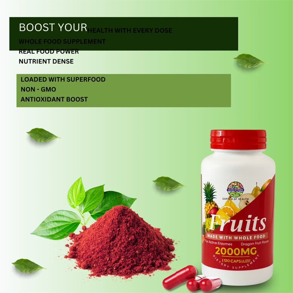 Garden Of Health Fruits & Veggies 2000mg Enzymes Whole Food Supplement 240 Cap.