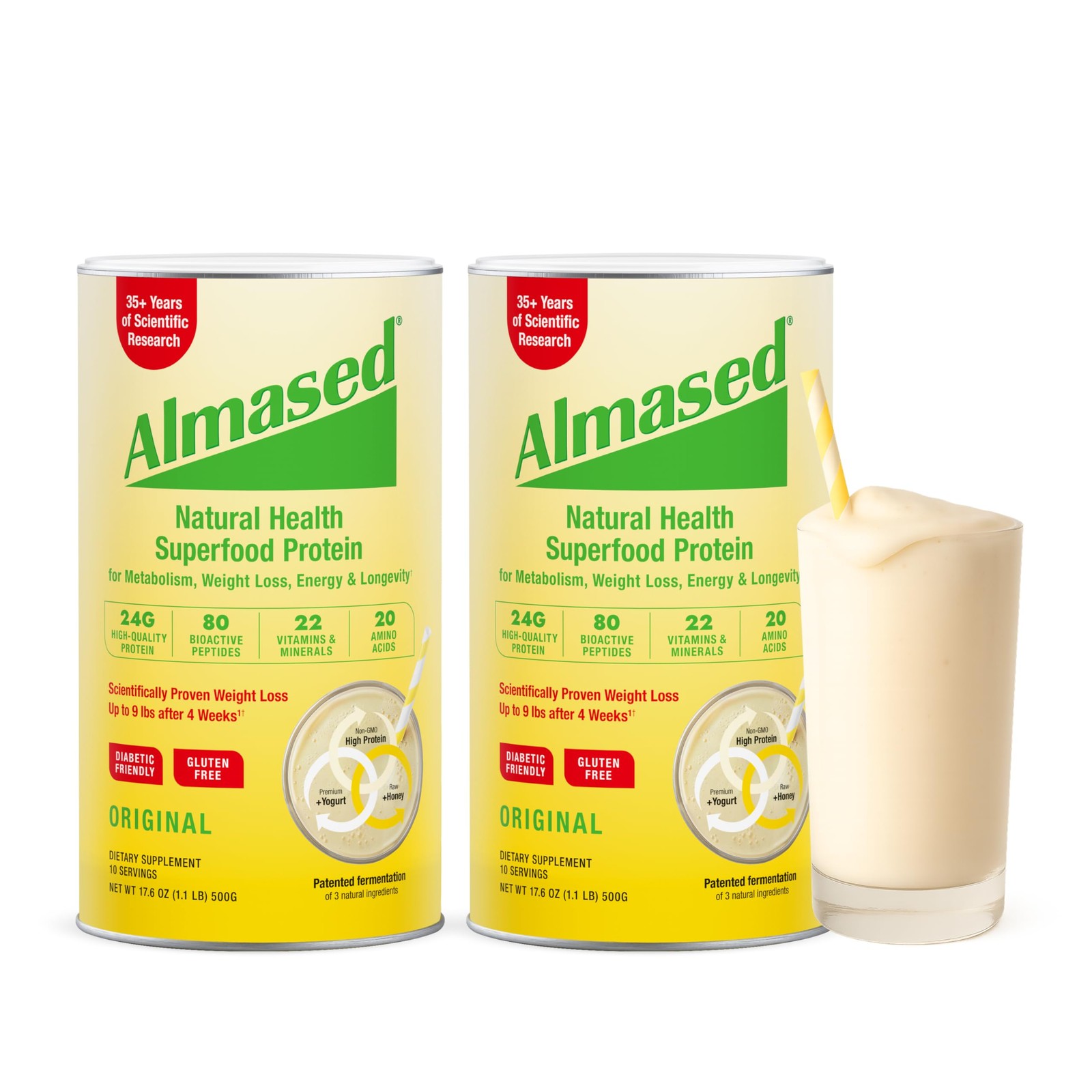 Almased Multi-Protein Powder 17.6 OZ Pack of 2
