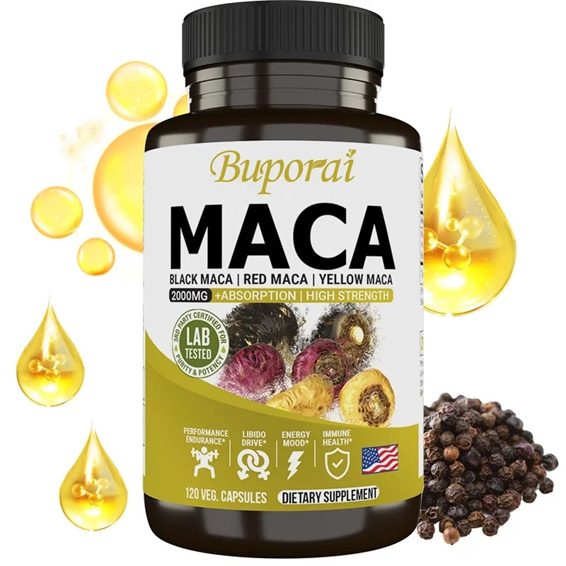 Maca Root 120pcs,Builds Muscle and Strength, Regulate Mood, Balances Hormones