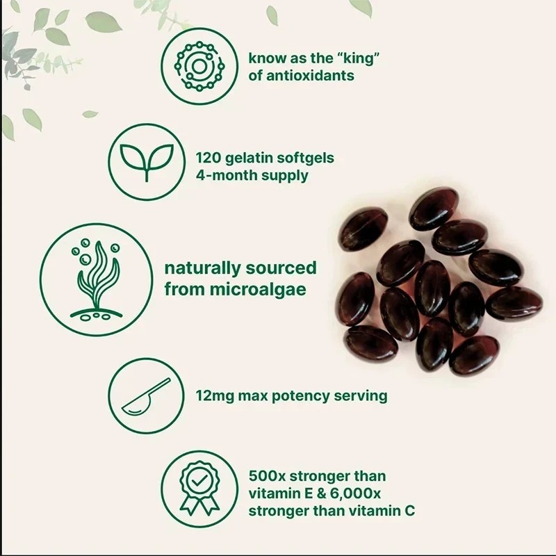 NEW Micro Ingredients Astaxanthin 12mg, 120 softgels, tanning pills, Strength-*