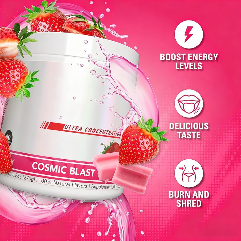 Servings Fat Burner Pre-Workout Powder 60 Thermogenic – Cosmic Blast, Strawberry