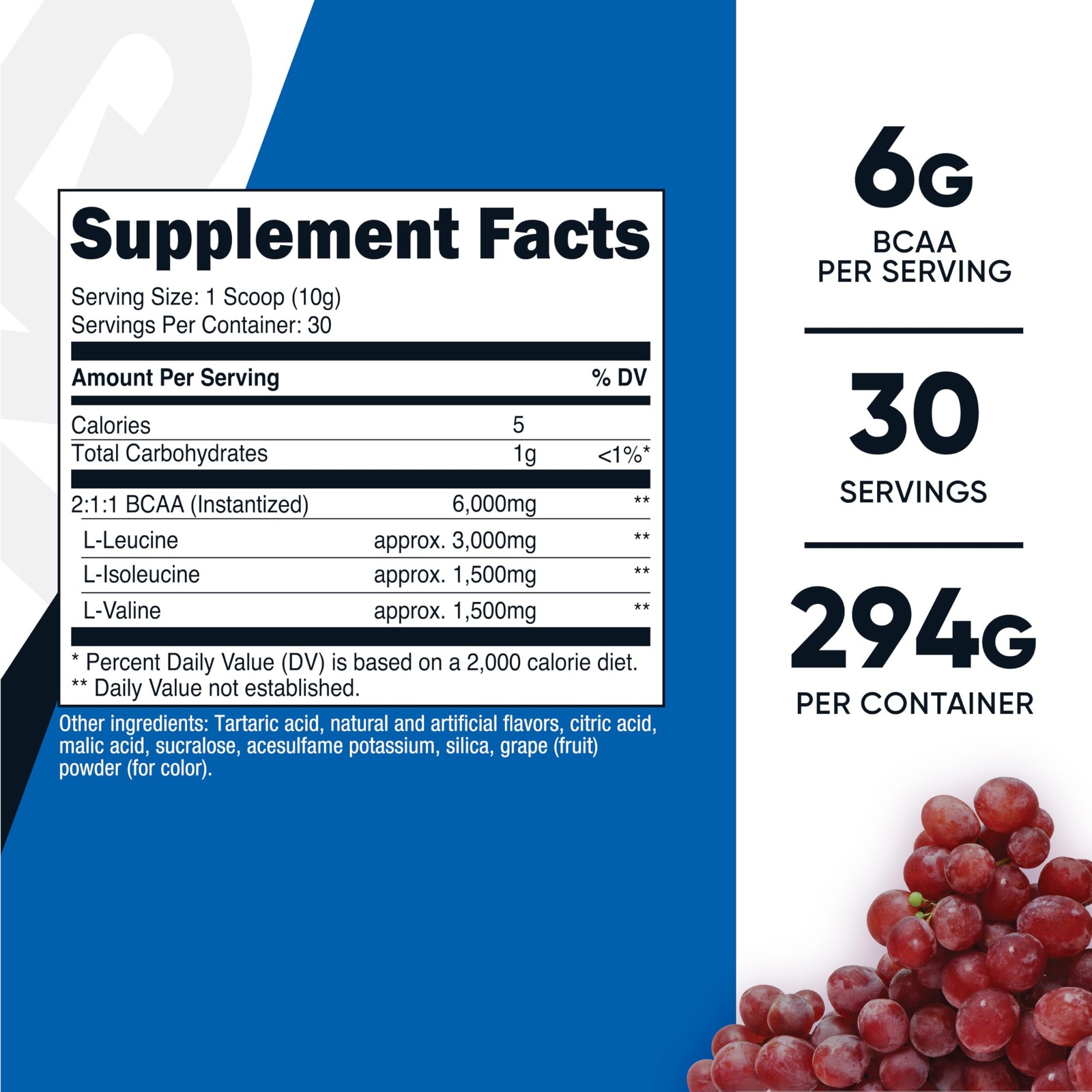 Nutricost BCAA Powder (Grape, 30 Servings) – 10.6 Ounce (Pack of 1), Purple