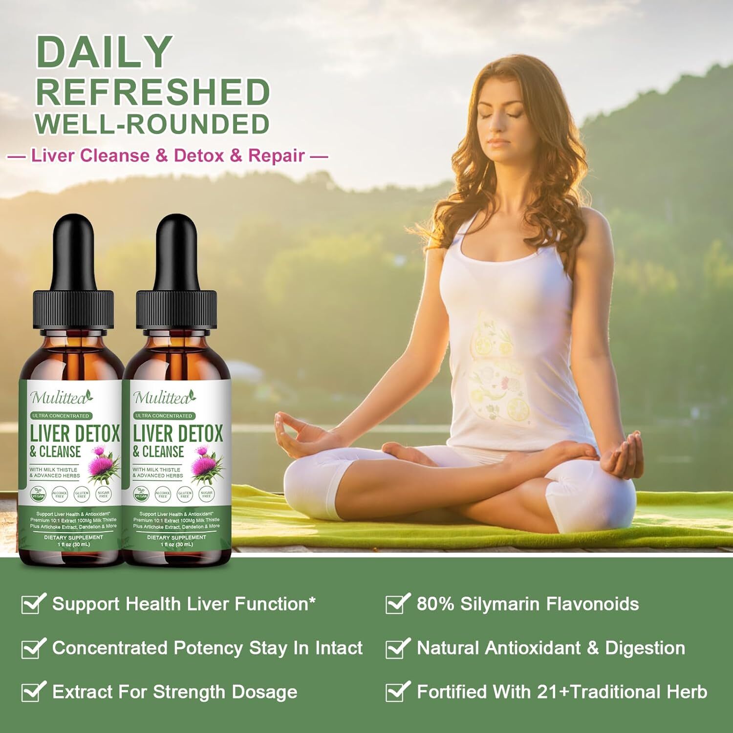 2-Pack Milk Thistle Liquid Drops – Liver Cleanse & Detox Support,Fast Absorption