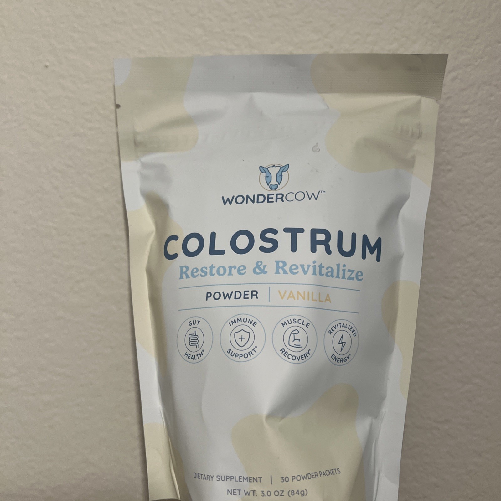 NEW SEALED VANILLA Wondercow Colostrum Restore Revitalize Powder 30 pack 3.0oz