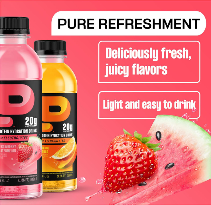 Protein2o Clear Whey Protein & Electrolyte Drink, Variety Pack, 12 Bottles
