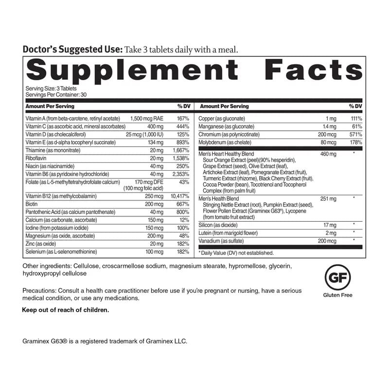 Dr. Sinatra Heart Healthy Multivitamin For Men Vitamin D 1000 Iu A B12 C E And