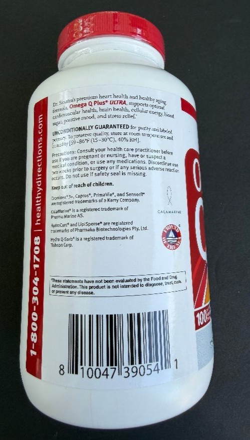 Dr. Sinatra Omega Q Plus Ultra 180 Softgels Dietary Supplements – mfg. sealed