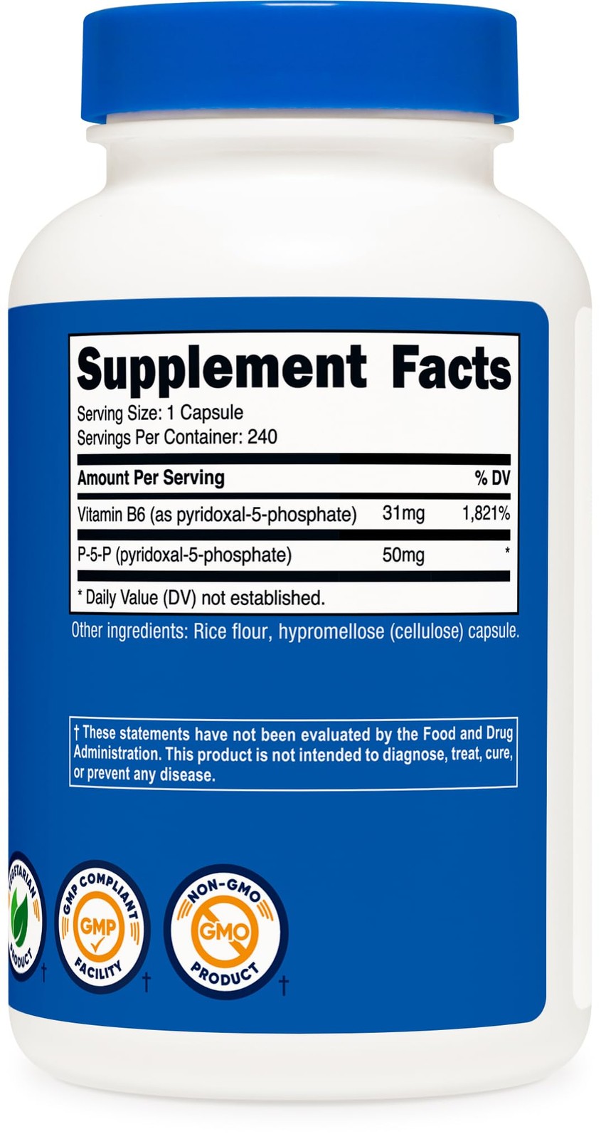 Nutricost P5P Vitamin B6 Supplement 50mg, 240 Capsules 240 Count (Pack of 1)