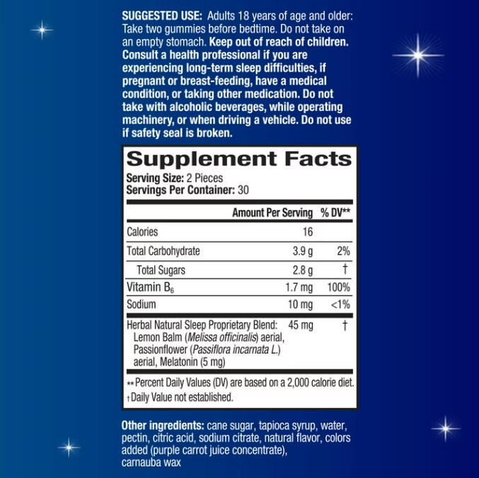 Unisom Simple Slumbers Melatonin 5mg Gummies 60 Ct Midnight Raspberry 3 Pack