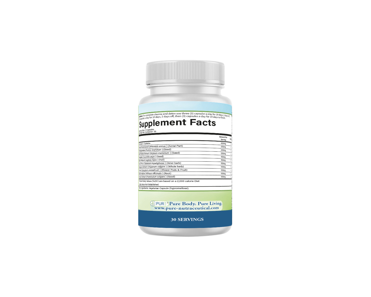 PURE Parasite Cleanse, Detox, Wormwood, Black Walnut, NAC, 90 Caps, USA!