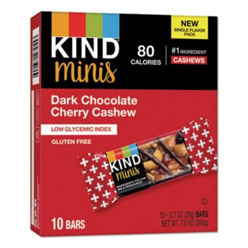 Kind Snacks 27962 Minis, Dark Chocolate Cherry Cashew, 0.7 Oz, 10/pack