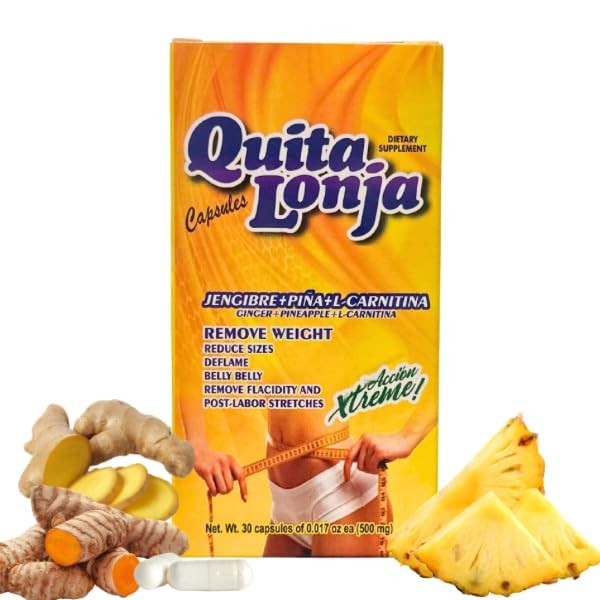 QUITA LONJA Capsules – Ginger, Pineapple & L-Carnitine – 30 Count (Pack of 1)
