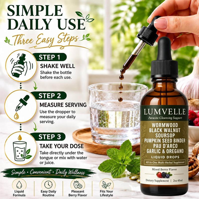 LUMVELLE Wild Harvested Wormwood Herbal Liquid Botanical Supplement Drops1Pcs