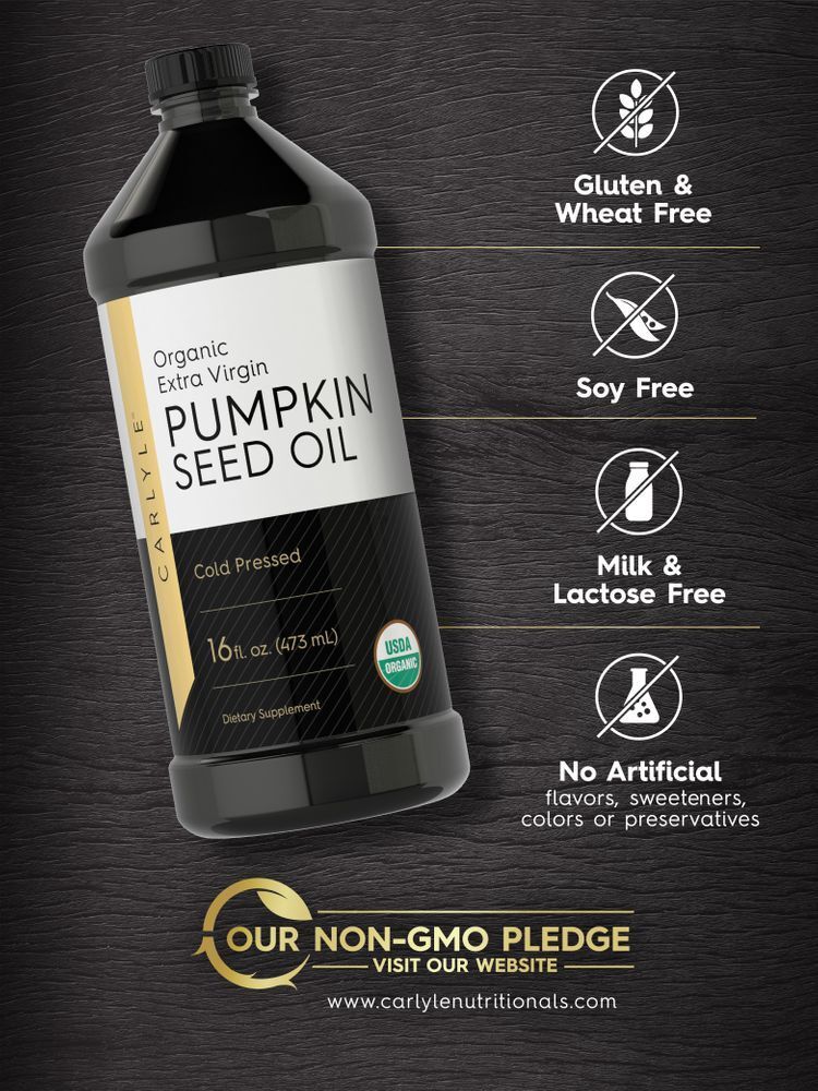 Pumpkin Seed Oil | 16 oz Organic Cold Pressed | Pure, Extra Virgin | by Carlyle