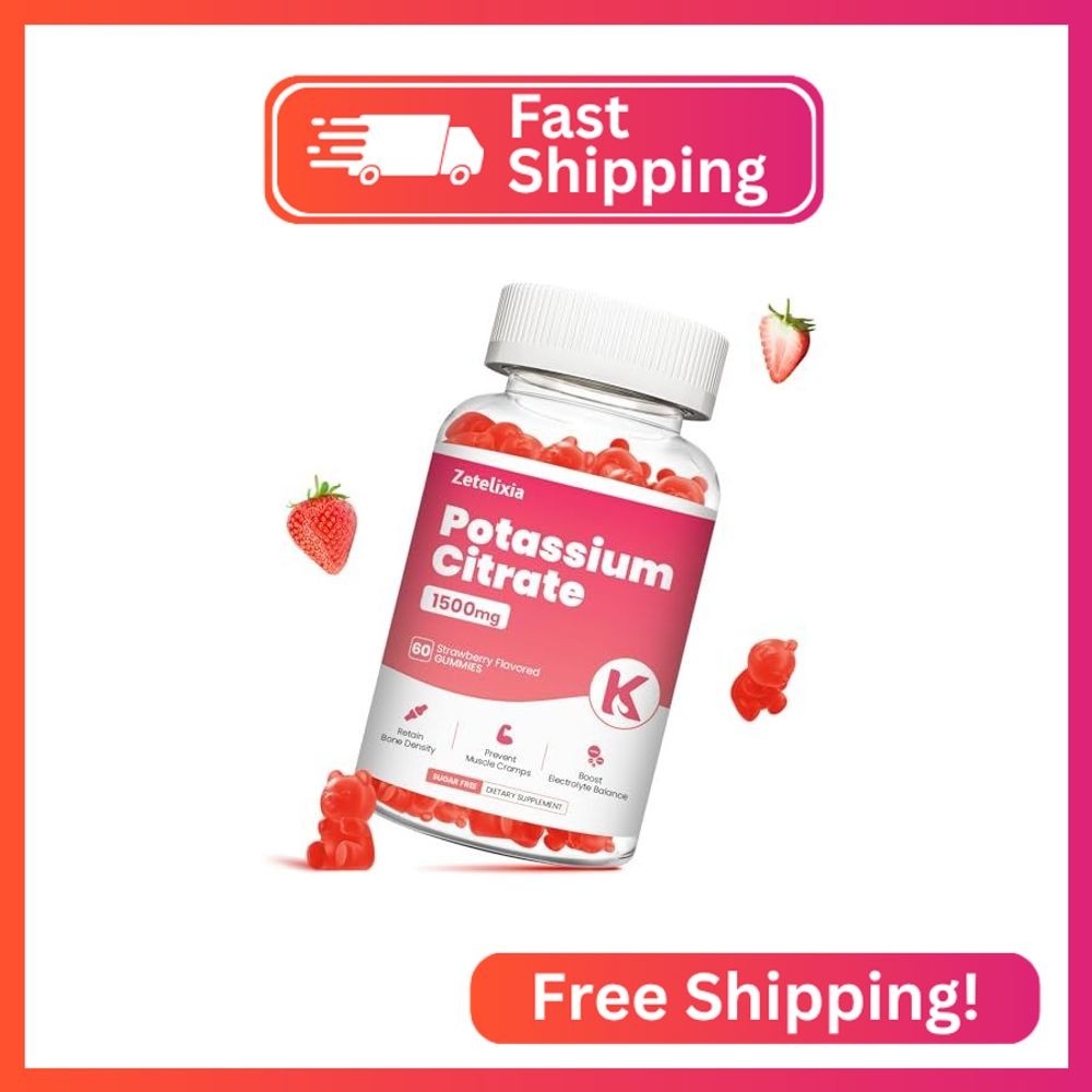 Zetelixia Potassium Gummies for Adults Women & Men, Potassium Citrate Supplement