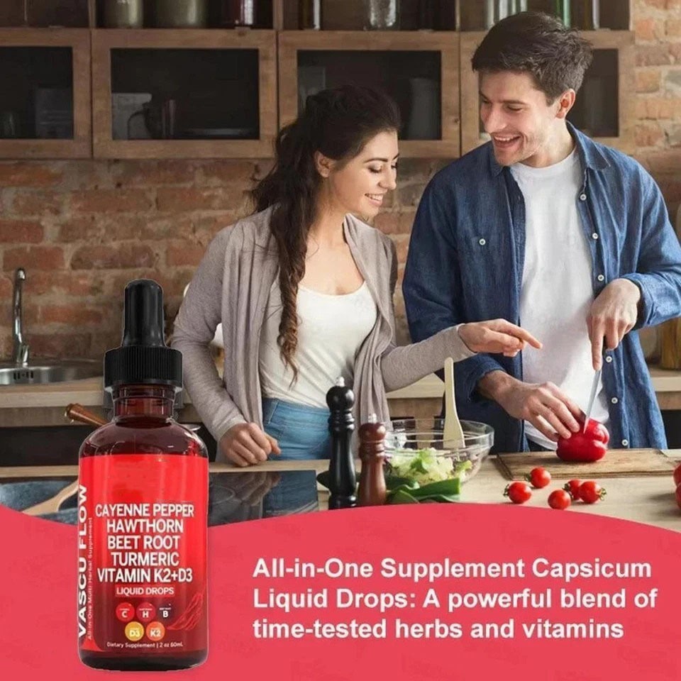 3/2Pack Cayenne Pepper Hawthorn Beet Root Turmeric Vitamin K2+D3 Liquid Drops