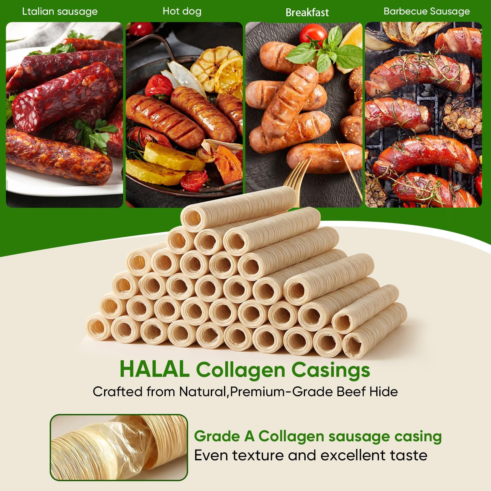 Edible Drying Smoked Collagen Sausage Casing 1 PCS 14m/46ft 20mm/ 3/4 Inch