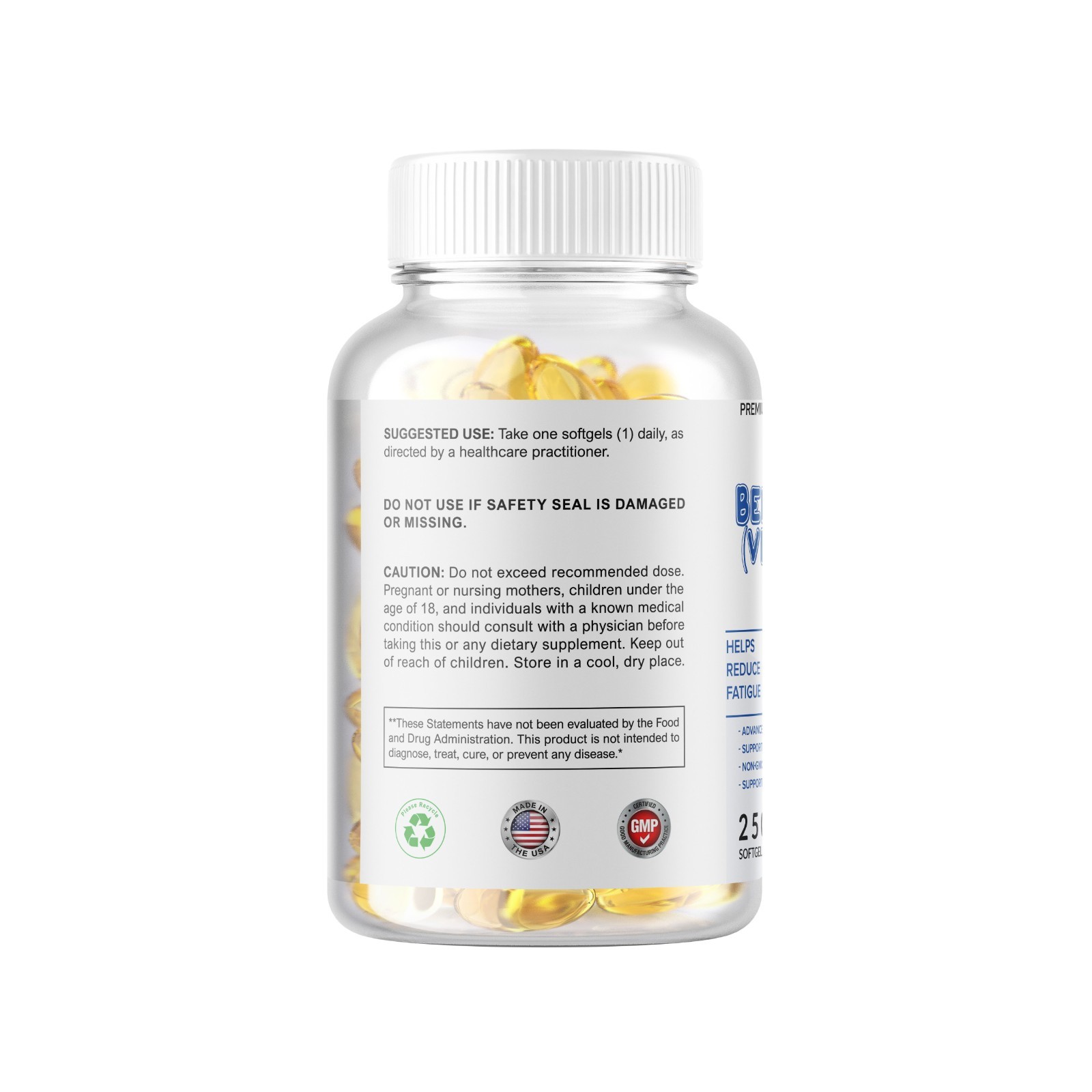 Benfotiamine 300mg 250 Softgels Gluten Free and Non-GMO Vitamin B1