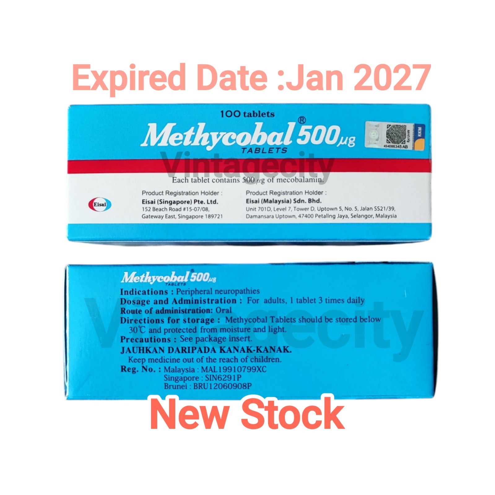 100’s Tablets Methycobal (2027) Vitamin B12 Mecobalamin 500mcg Numbness & Faster