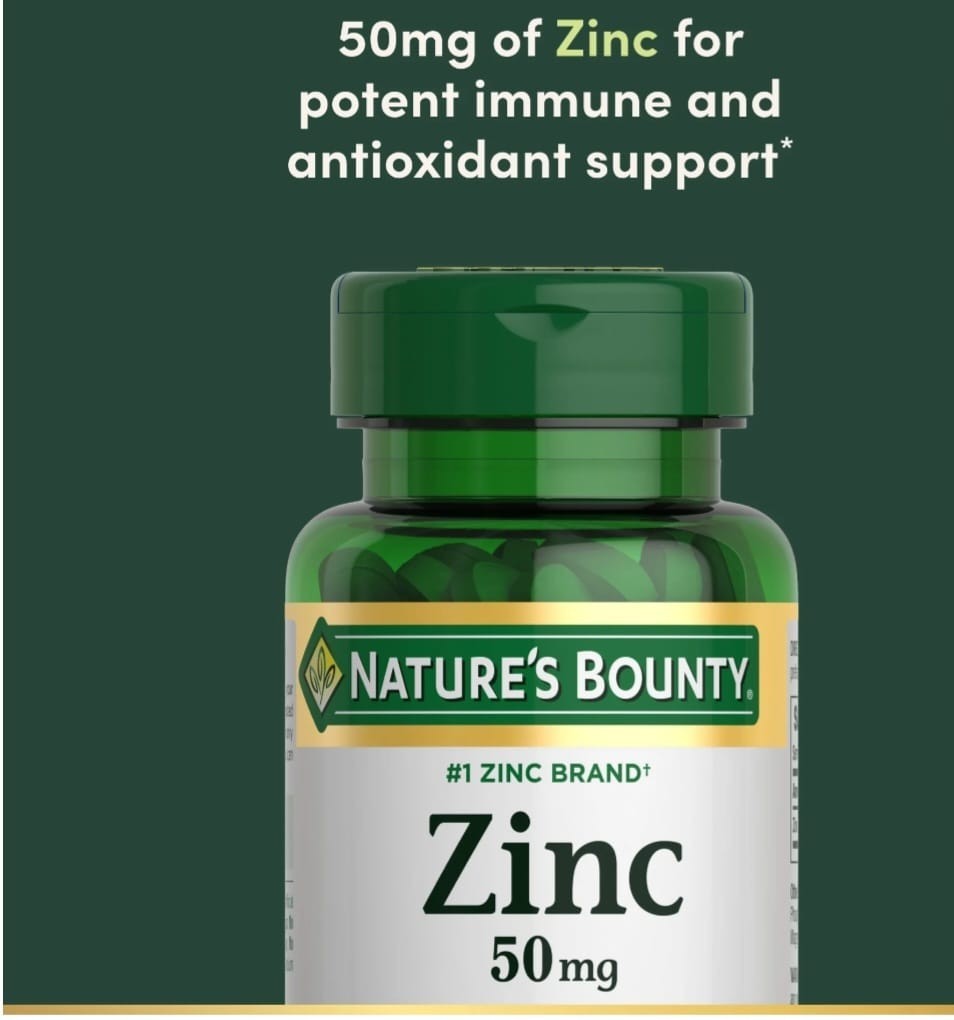 Nature’s Bounty Zinc 50mg 100 Tablets Immune Support Supplement
