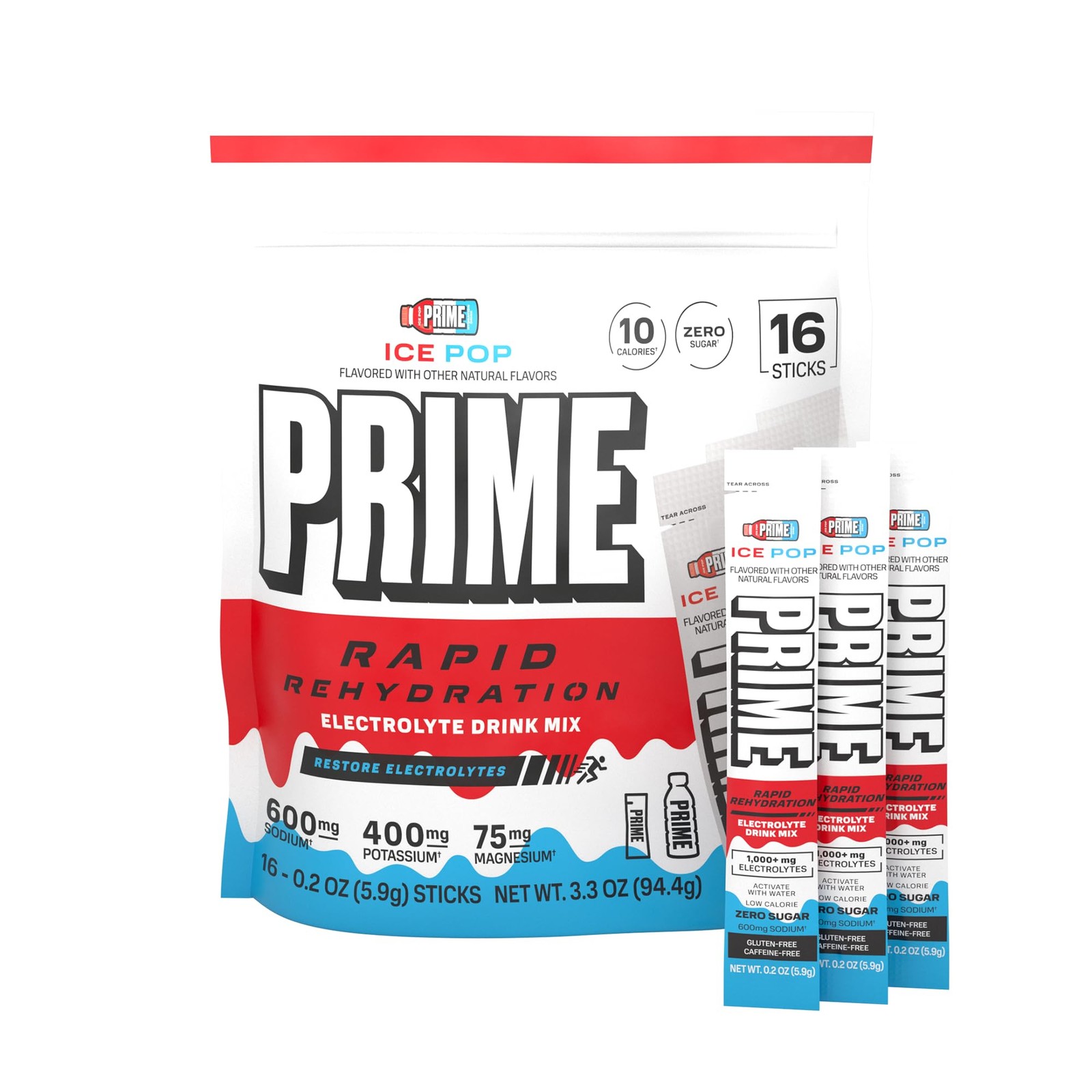 Prime Rapid Rehydration Electrolyte Powder Sticks, 0.21 Ounce (Pack of 16)