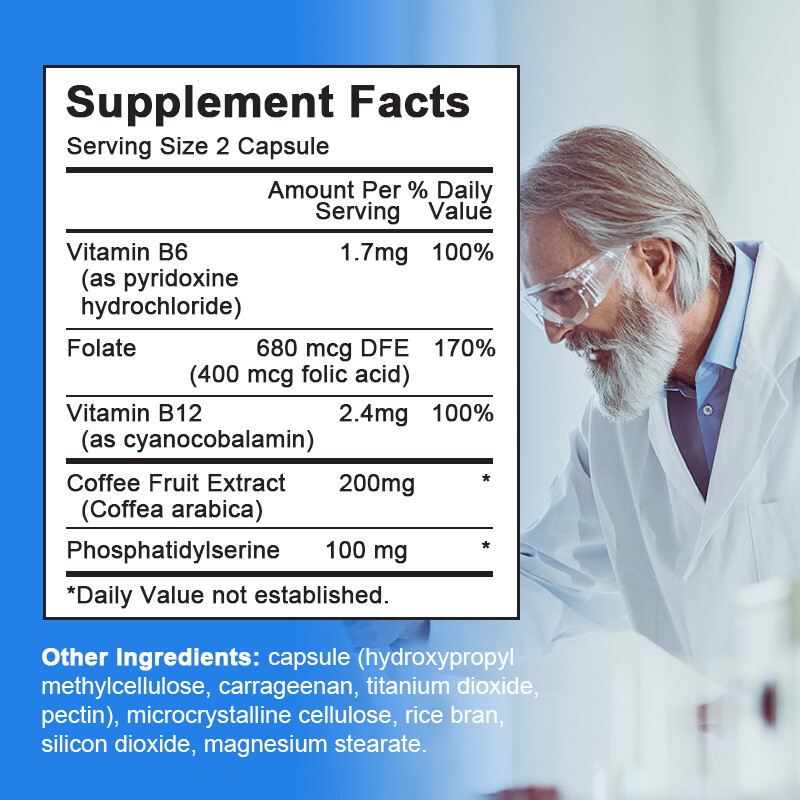 Brain Booster Nootropic Capsules Improve Memory,Focus,Clarity,Mood Support 60Pcs